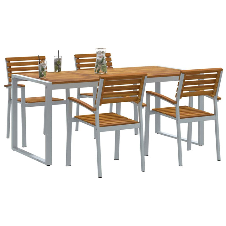 Trädgårdsmöbelset 5 Pcs Grå Massivt Akaciaträ