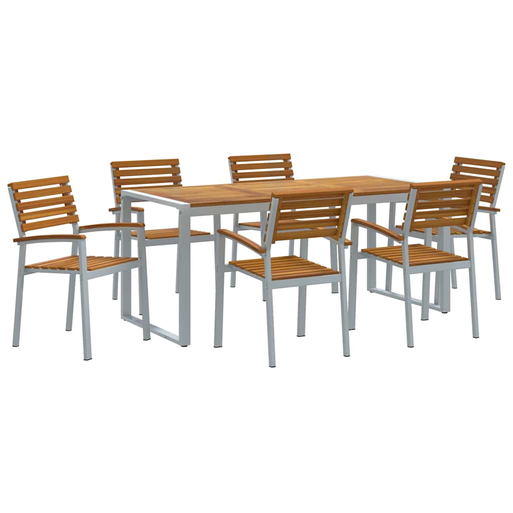 Trädgårdsmöbelset 7 Pcs Grå Massivt Akaciaträ