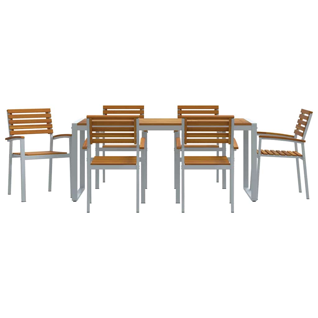 Trädgårdsmöbelset 7 Pcs Grå Massivt Akaciaträ