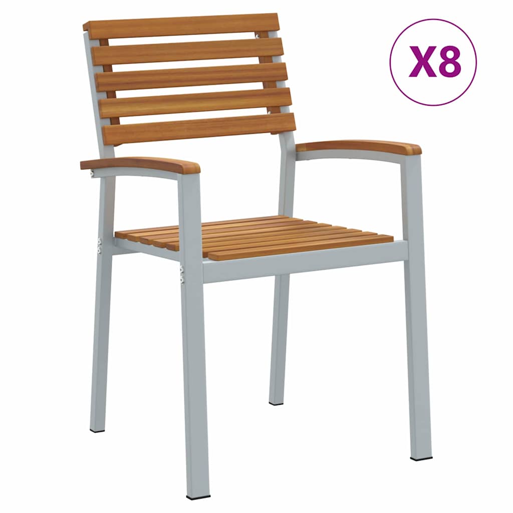 Trädgård Stol 8 Pcs Brun 56 X 57 X 87 Cm Massivt Akaciaträ