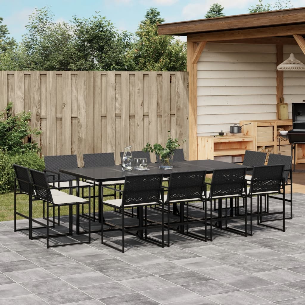 Matgrupp För Trädgården Med Dynor 11 Delar Svart Konstrottning