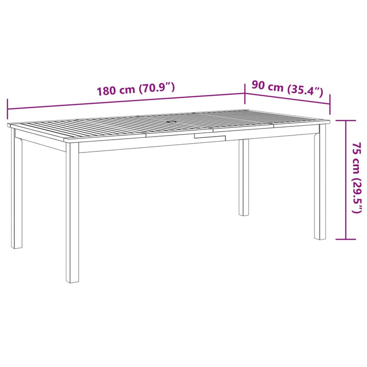 Matgrupp För Trädgården 3 Delar 180X90X75 Cm Massivt Akaciaträ