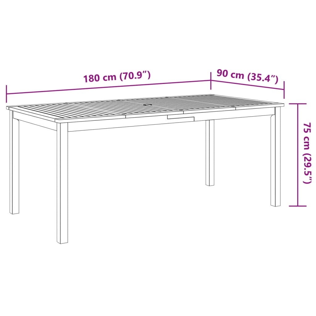 Matgrupp För Trädgården 3 Delar 180X90X75 Cm Massivt Akaciaträ