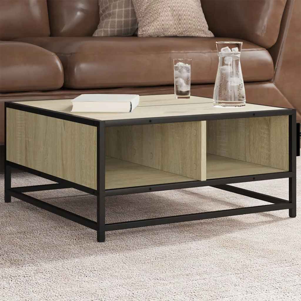 Soffbord Rökfärgad Ek 60,5X60,5X30Cm Konstruerat Trä Och Metall