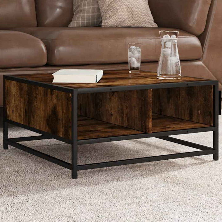 Soffbord Rökfärgad Ek 60,5X60,5X30Cm Konstruerat Trä Och Metall