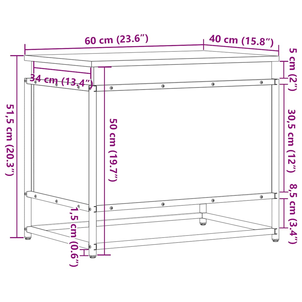 Förvaringslåda Med Lock 60X40X51,5Cm Konstruerat Trä
