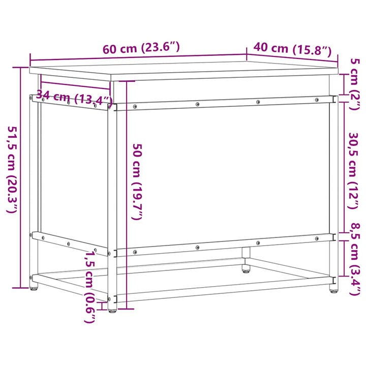 Förvaringslåda Med Lock 60X40X51,5Cm Konstruerat Trä