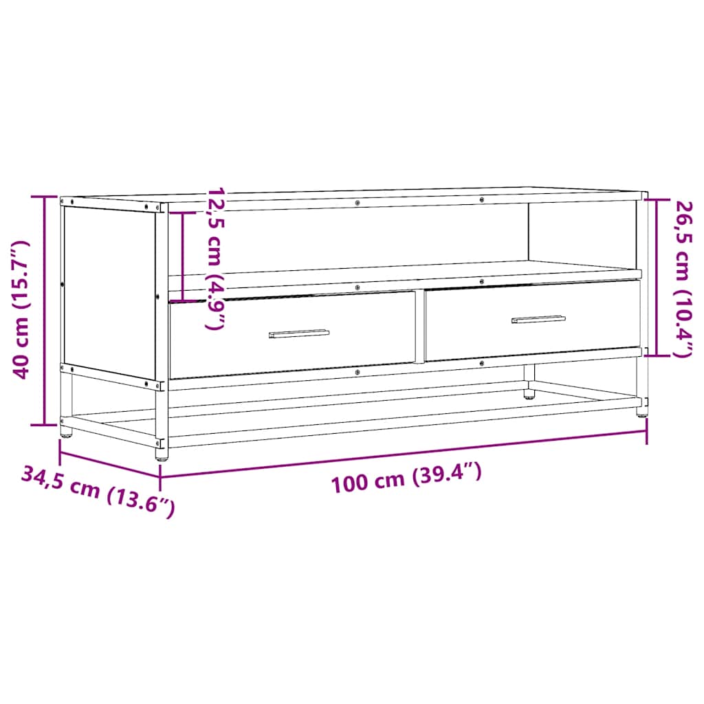 Tv-Bänk 100X34,5X40 Cm Konstruerat Trä Och Metall