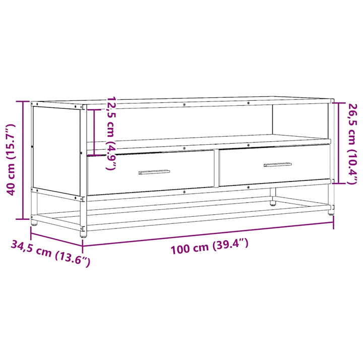 Tv-Bänk 100X34,5X40 Cm Konstruerat Trä Och Metall