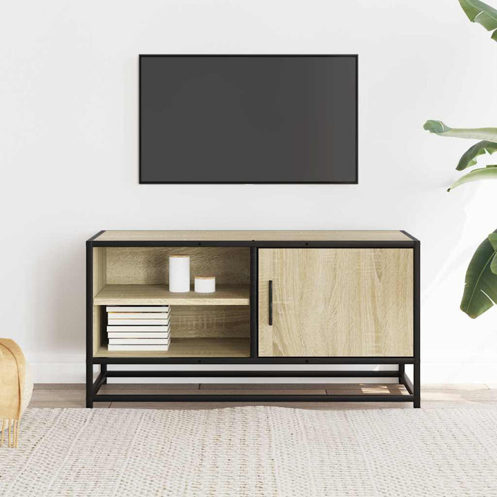 Tv-Bänk Sonoma-Ek 80X34,5X40 Cm Konstruerat Trä Och Metall