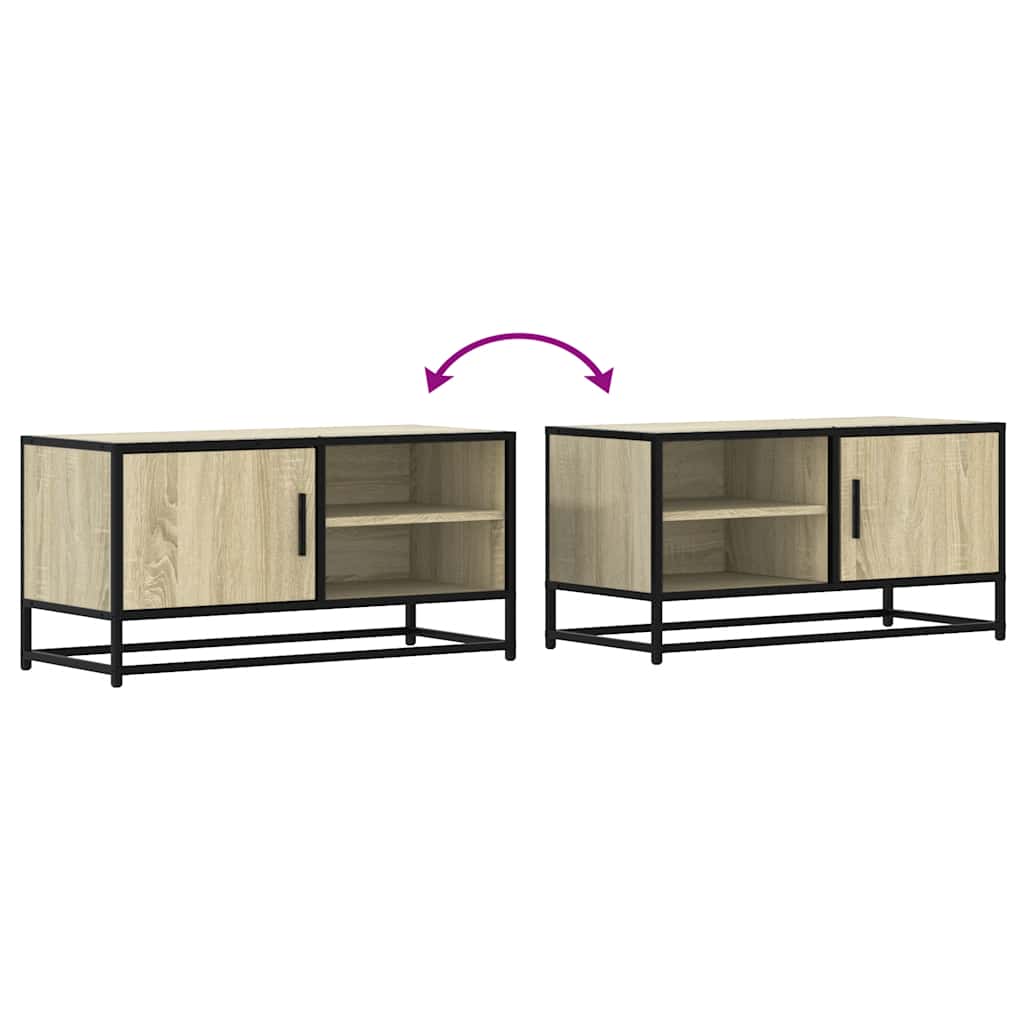 Tv-Bänk Sonoma-Ek 80X34,5X40 Cm Konstruerat Trä Och Metall