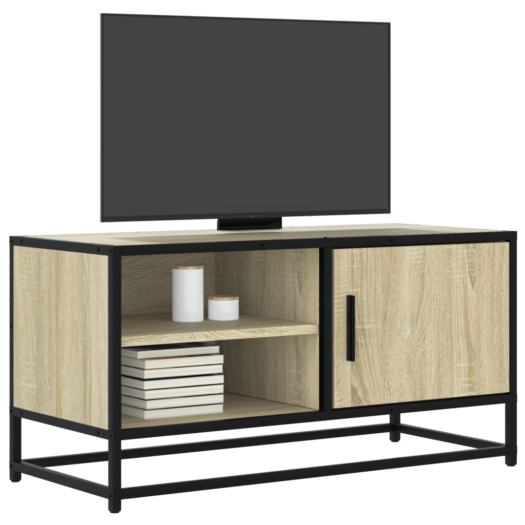 Tv-Bänk Sonoma-Ek 80X34,5X40 Cm Konstruerat Trä Och Metall