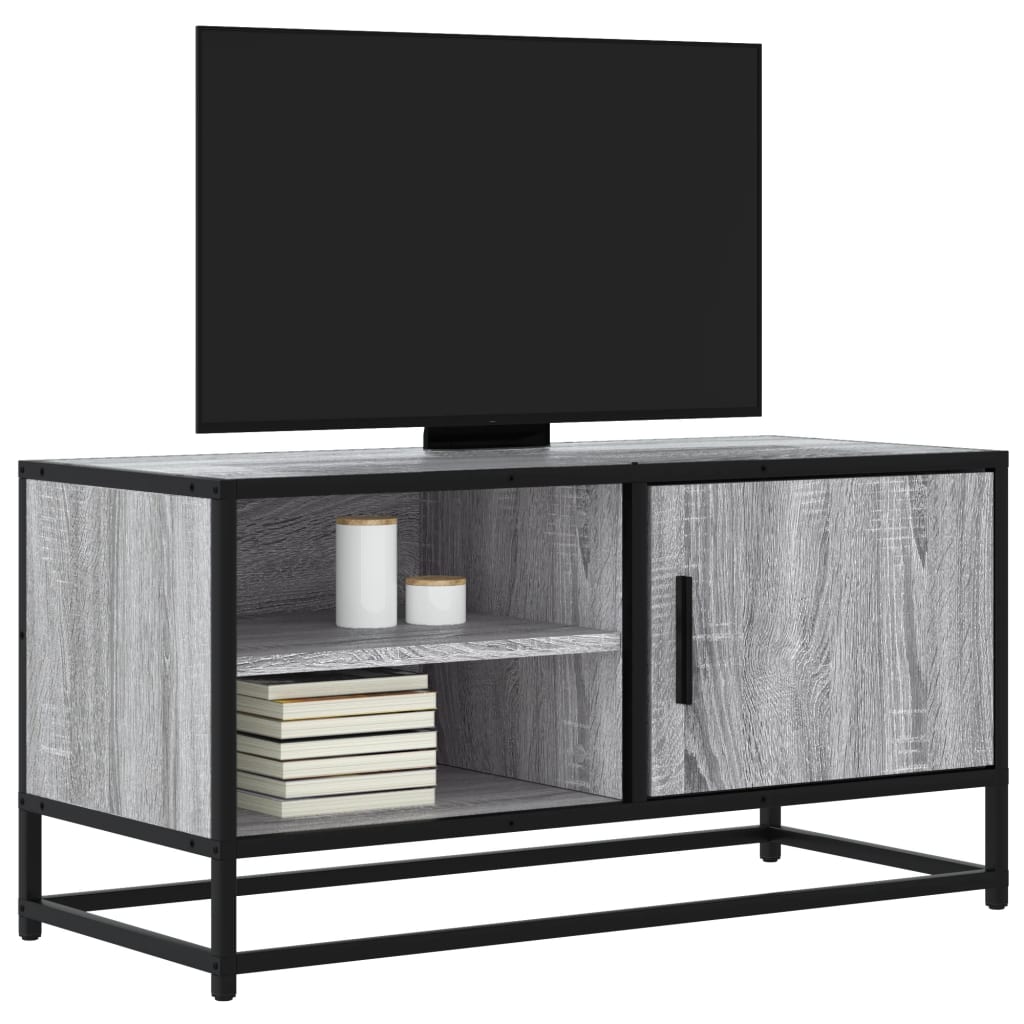 Tv-Bänk Sonoma-Ek 80X34,5X40 Cm Konstruerat Trä Och Metall