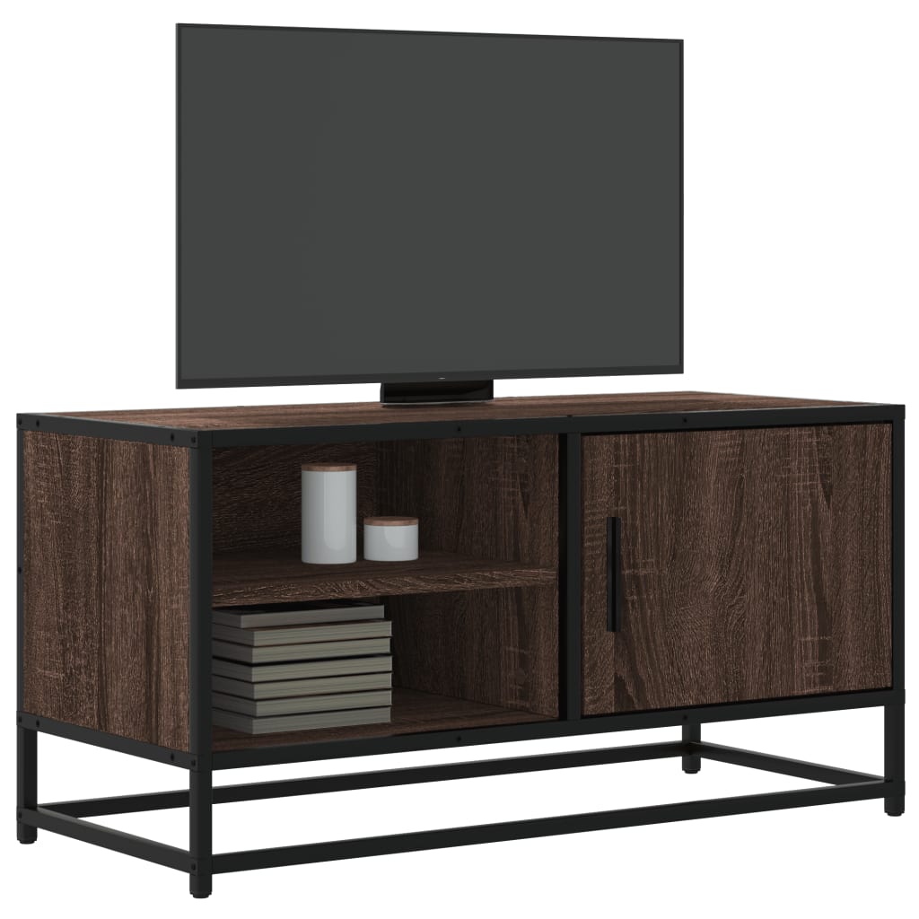 Tv-Bänk Sonoma-Ek 80X34,5X40 Cm Konstruerat Trä Och Metall