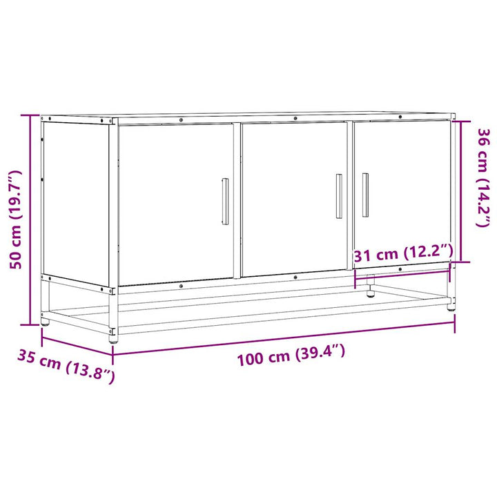 Tv-Bänk Sonoma-Ek 100X35X50 Cm Konstruerat Trä Och Metall