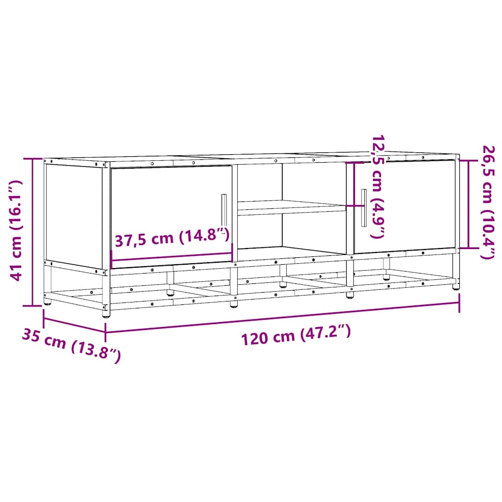 Tv-Bänk 120X35X41 Cm Konstruerat Trä Och Metall