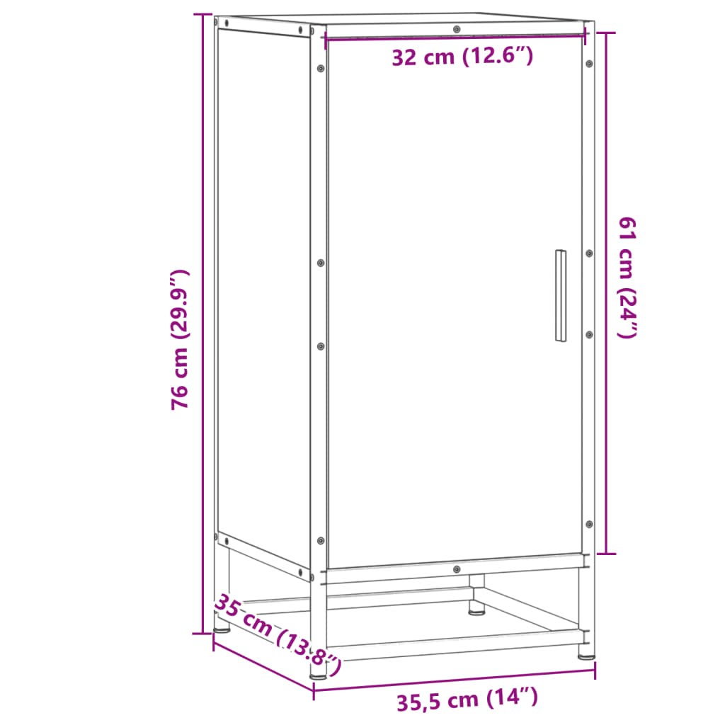 Skänk 35,5X35X76 Cm Konstruerat Trä Och Metall