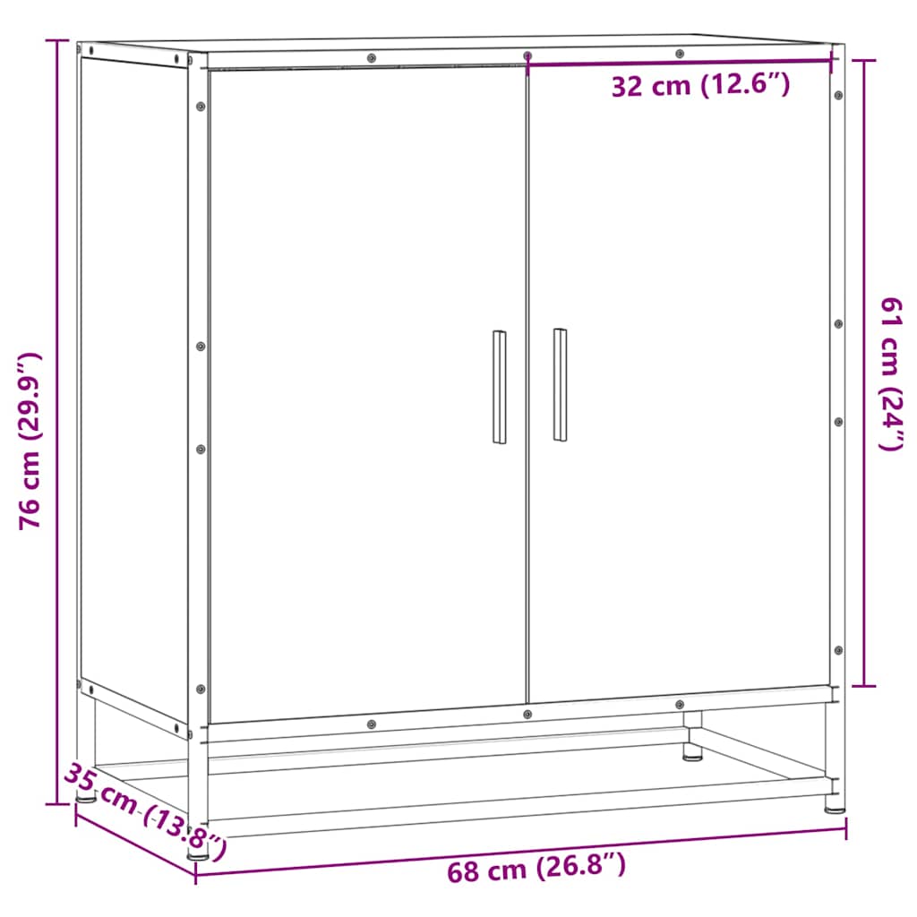 Skänk 68X35X76 Cm Konstruerat Trä Och Metall