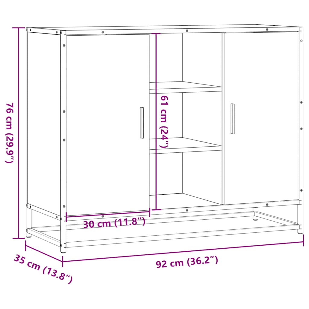 Skänk -Ek 92X35X76 Cm Konstruerat Trä