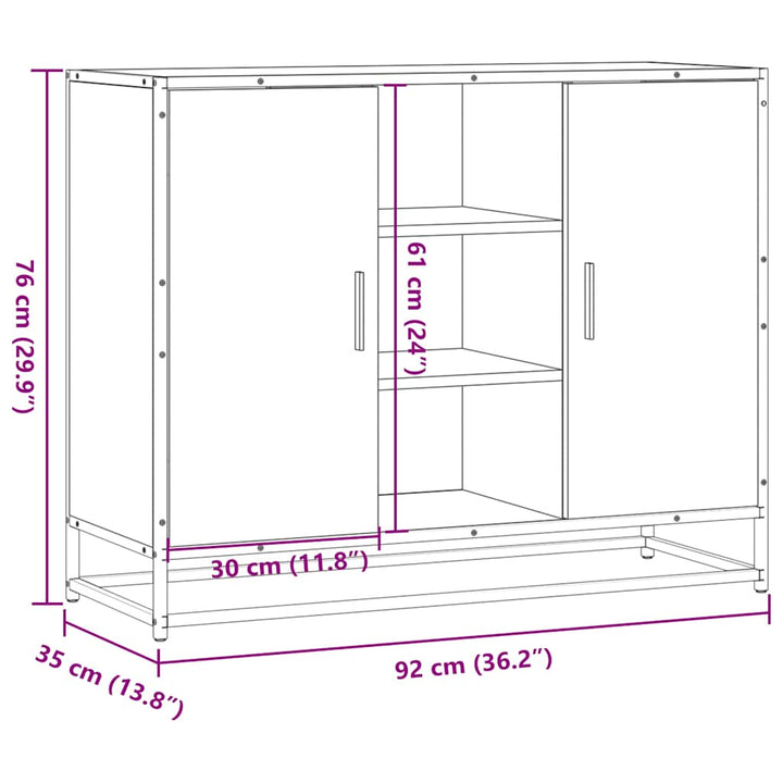 Skänk -Ek 92X35X76 Cm Konstruerat Trä