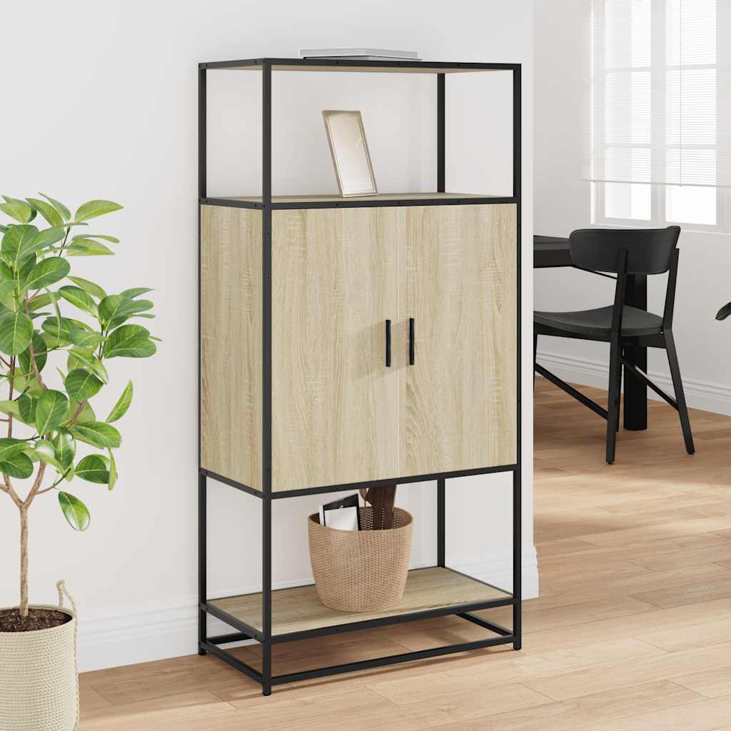 Högskåp Sonoma-Ek 68X35X139 Cm Konstruerat Trä Och Metall