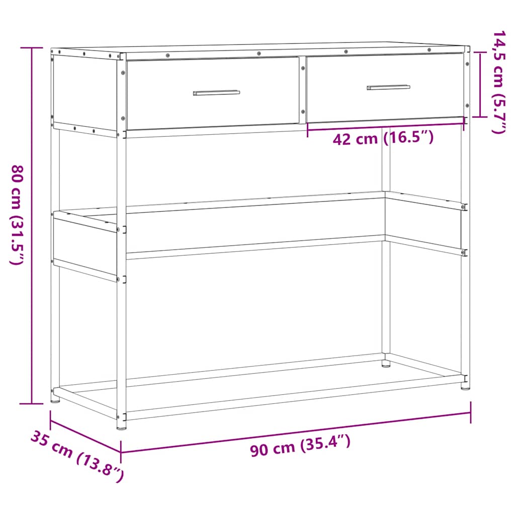 Avlastningsbord 90X35X80 Cm Konstruerat Trä