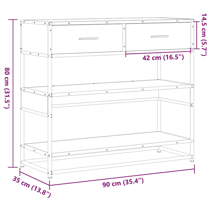Avlastningsbord 90X35X80 Cm Konstruerat Trä