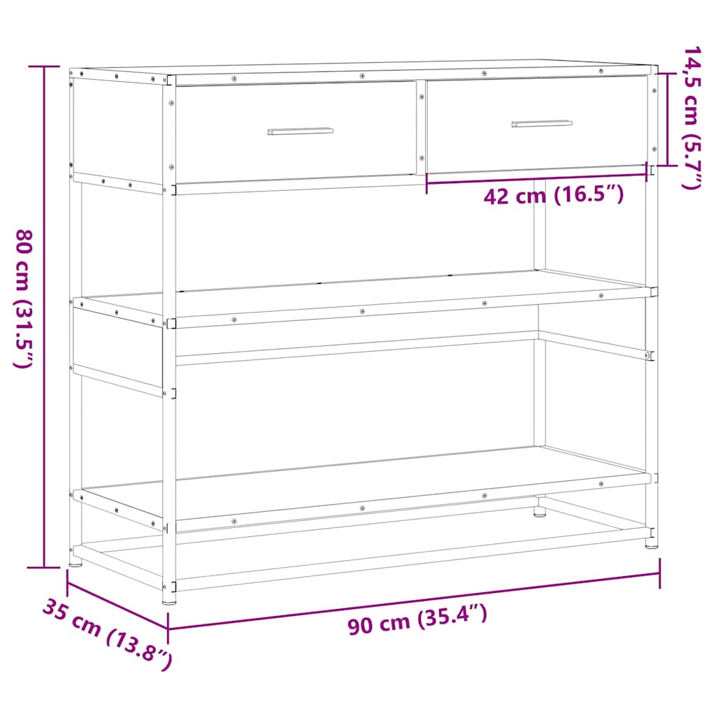 Avlastningsbord 90X35X80 Cm Konstruerat Trä