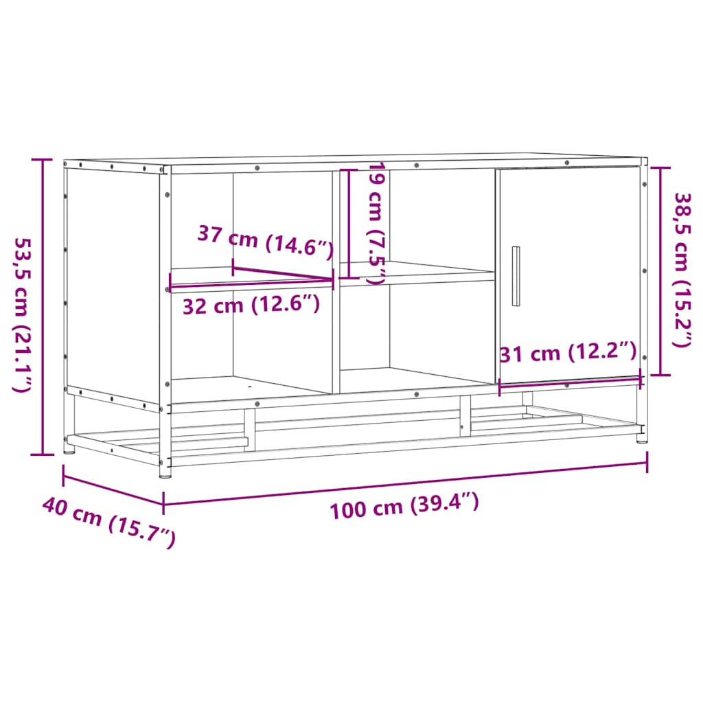 Skobänk 100X40X53,5 Cm Konstruerat Trä Och Metall