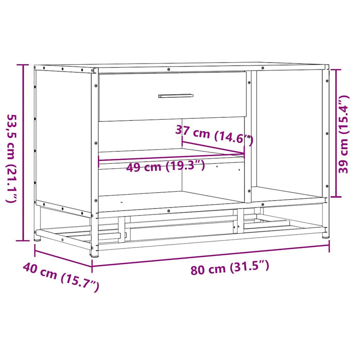 Skobänk 80X40X53,5 Cm Konstruerat Trä Och Metall