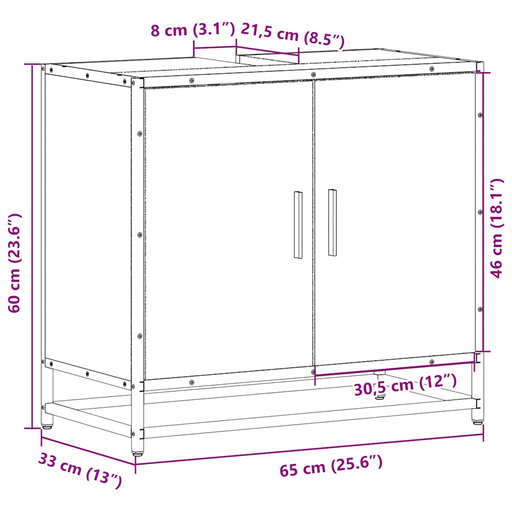Tvättställsskåp 65X33X60 Cm Konstruerat Trä