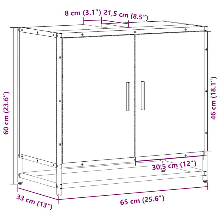 Tvättställsskåp 65X33X60 Cm Konstruerat Trä