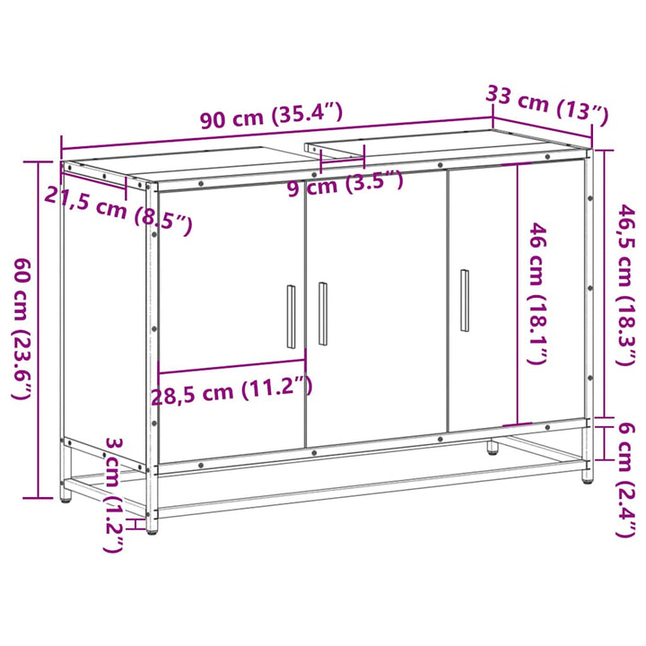Tvättställsskåp 90X33X60 Cm Konstruerat Trä