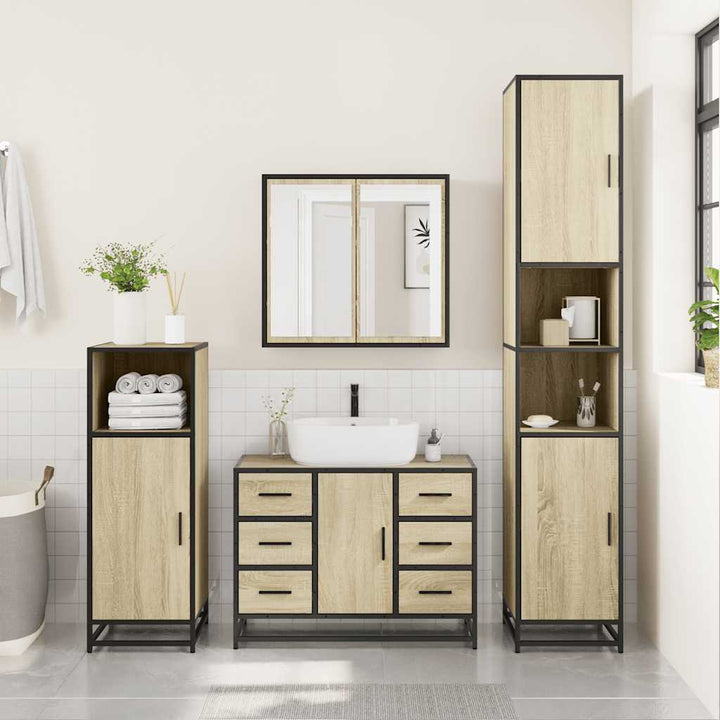 Tvättställsskåp Sonoma-Ek 80X33X60 Cm Konstruerat Trä
