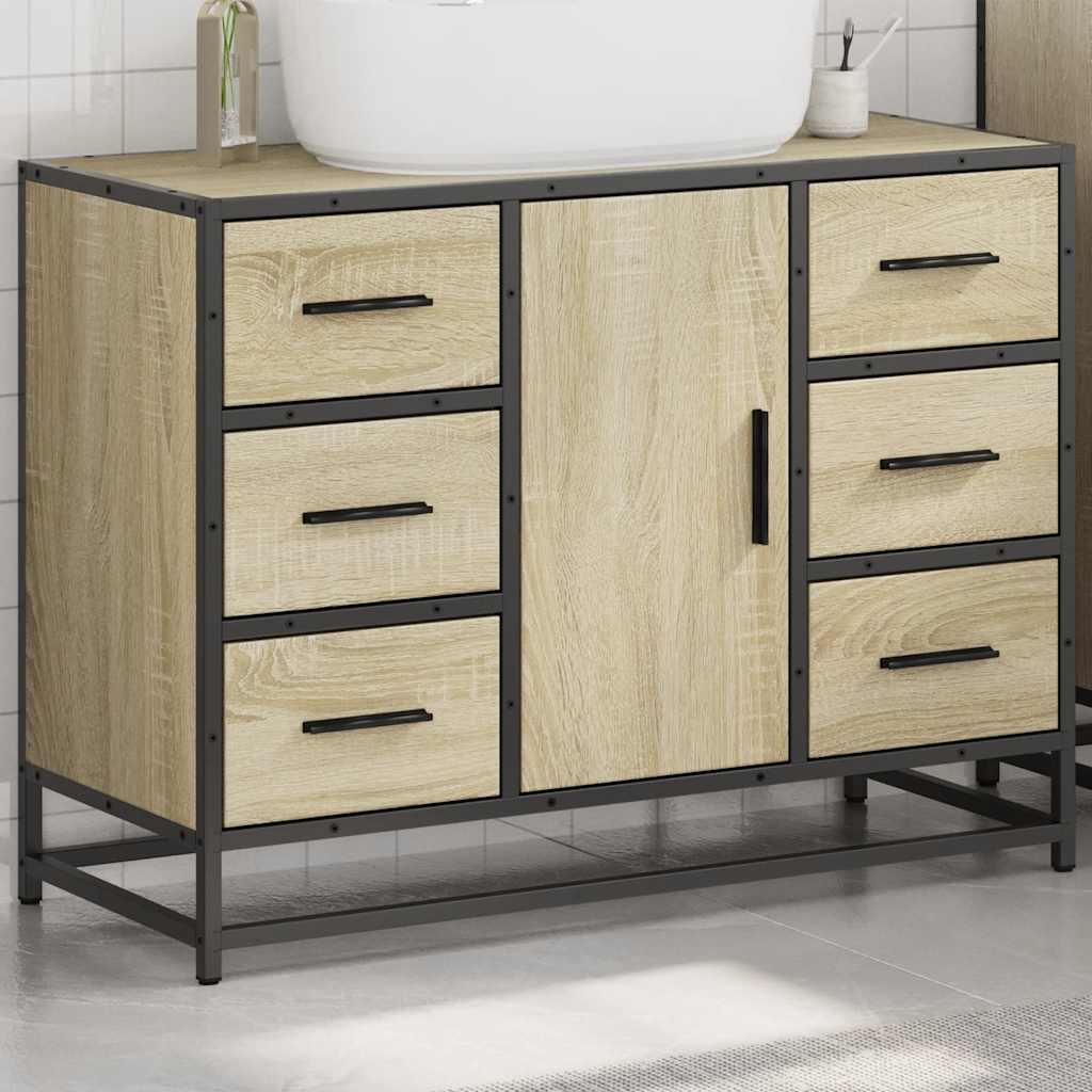 Tvättställsskåp Sonoma-Ek 80X33X60 Cm Konstruerat Trä