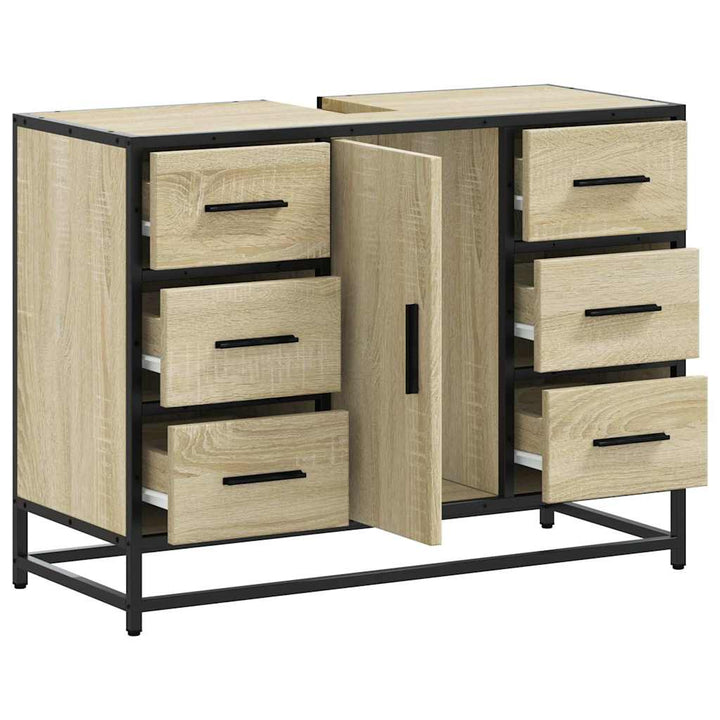 Tvättställsskåp Sonoma-Ek 80X33X60 Cm Konstruerat Trä