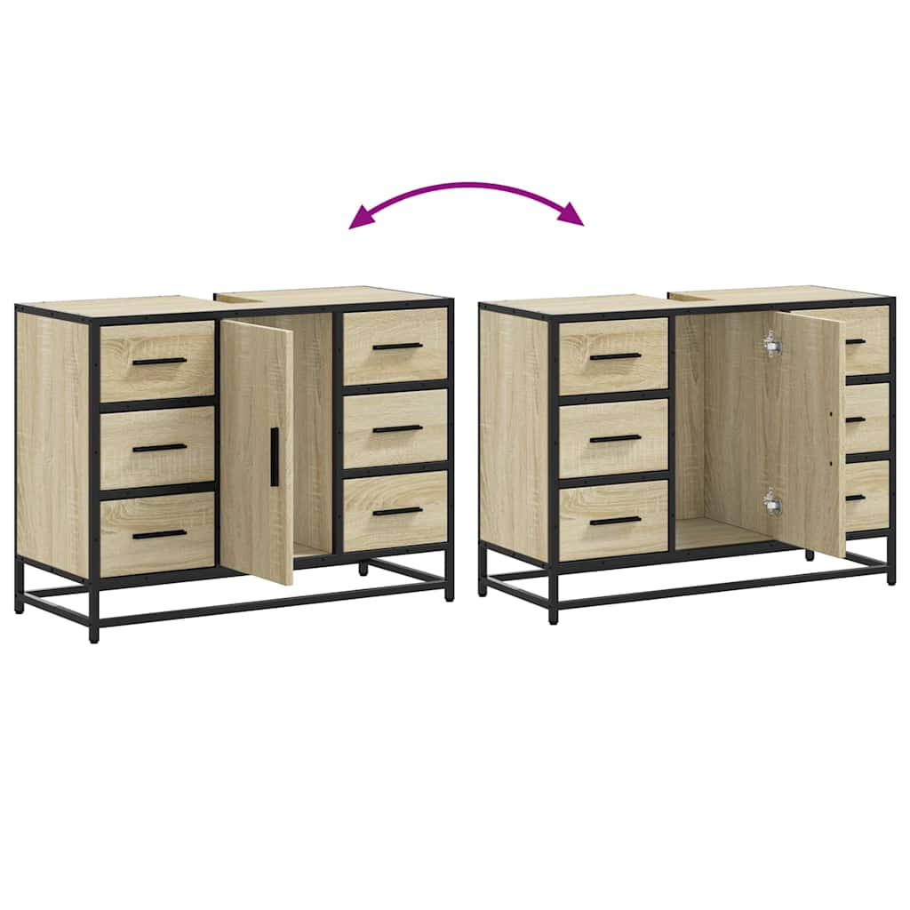Tvättställsskåp Sonoma-Ek 80X33X60 Cm Konstruerat Trä