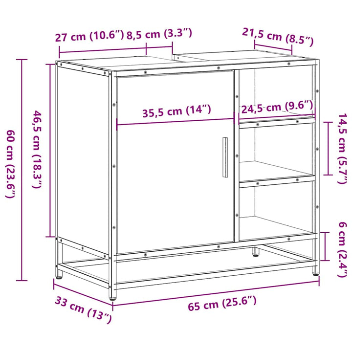 Tvättställsskåp 65X33X60 Cm Konstruerat Trä