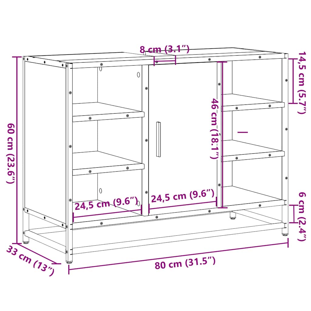 Tvättställsskåp 80X33X60 Cm Konstruerat Trä