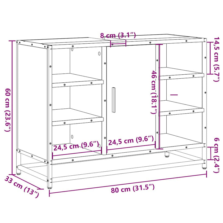 Tvättställsskåp 80X33X60 Cm Konstruerat Trä