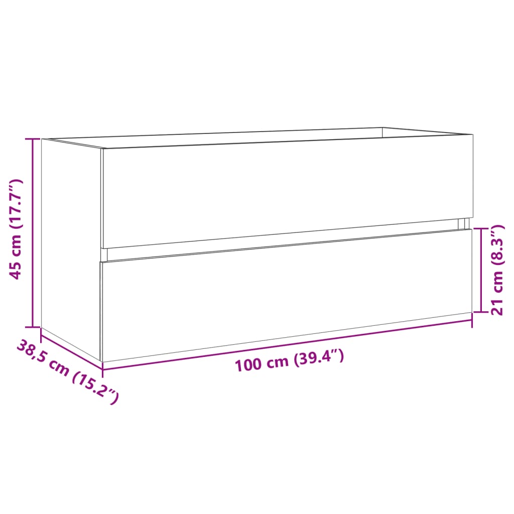 Tvättställsskåp Sonoma-Ek 100X38,5X45 Cm Konstruerat Trä