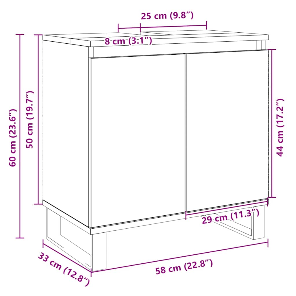 Badrumsskåp Sonoma-Ek 58X33X60 Cm Konstruerat Trä
