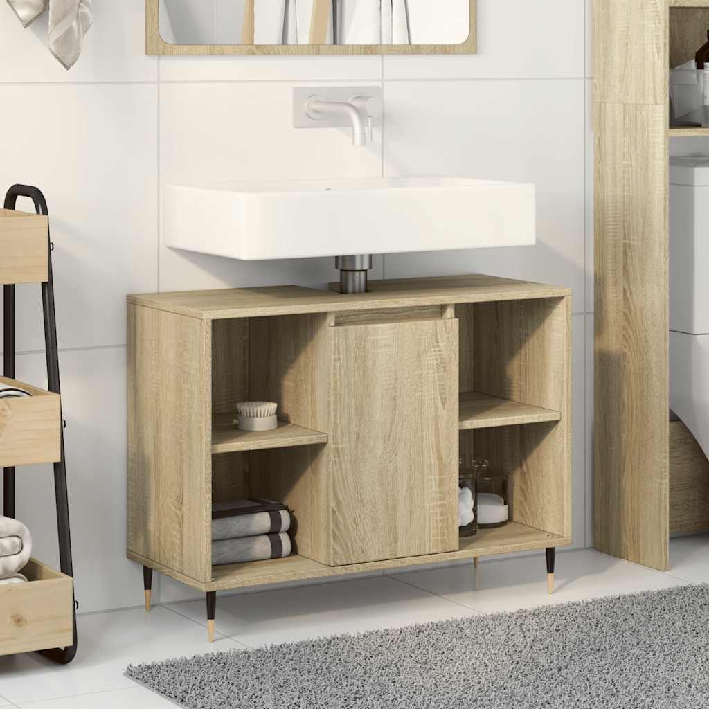 Badrumsskåp Sonoma-Ek 80X33X60 Cm Konstruerat Trä