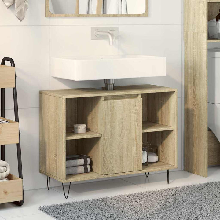 Badrumsskåp Sonoma-Ek 80X33X60 Cm Konstruerat Trä