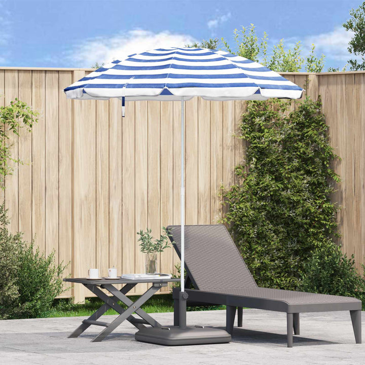Trädgårdsparasol 240 Cm 170T Polyester Blå Och Vit