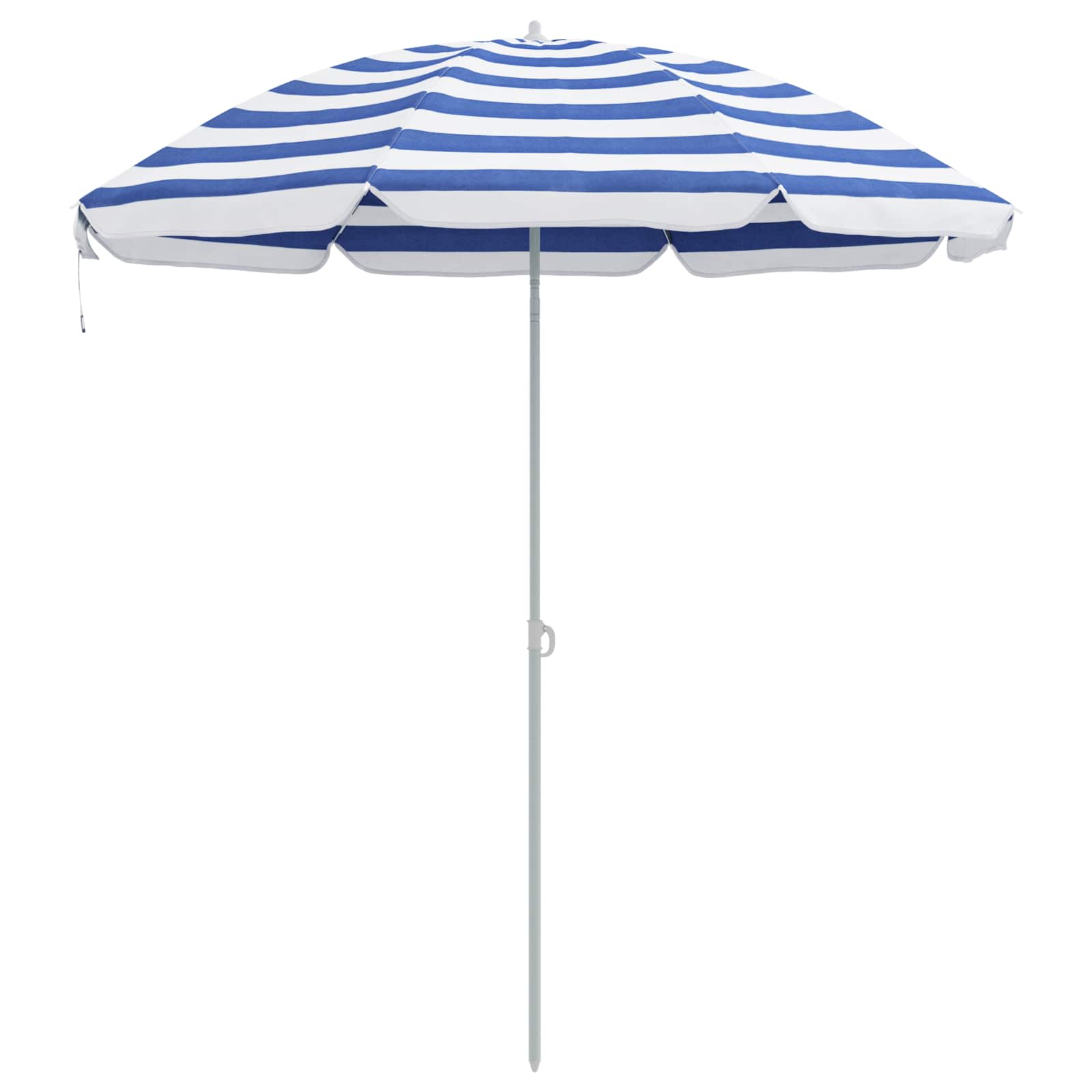 Trädgårdsparasol 240 Cm 170T Polyester Blå Och Vit