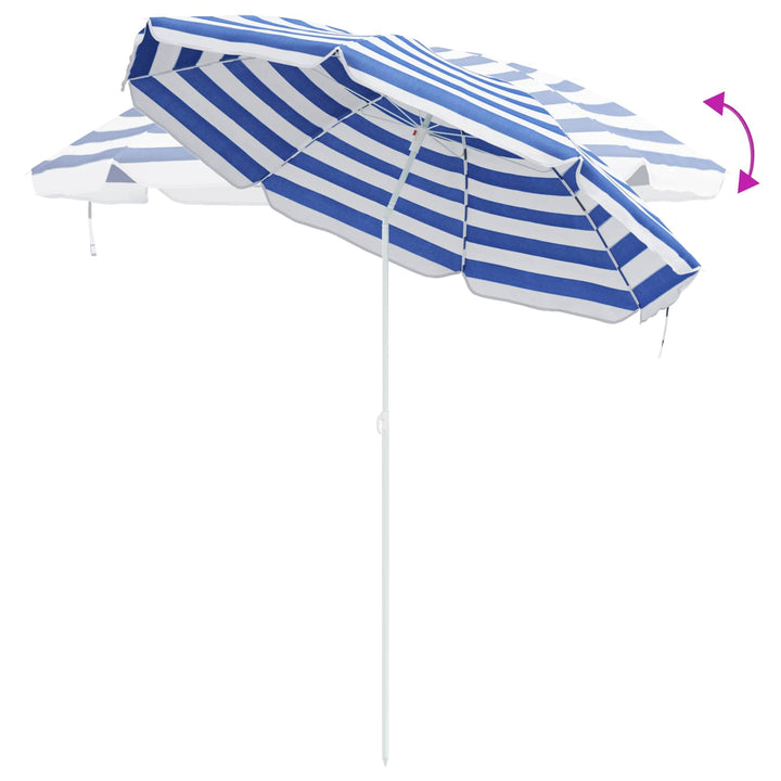 Trädgårdsparasol 240 Cm 170T Polyester Blå Och Vit