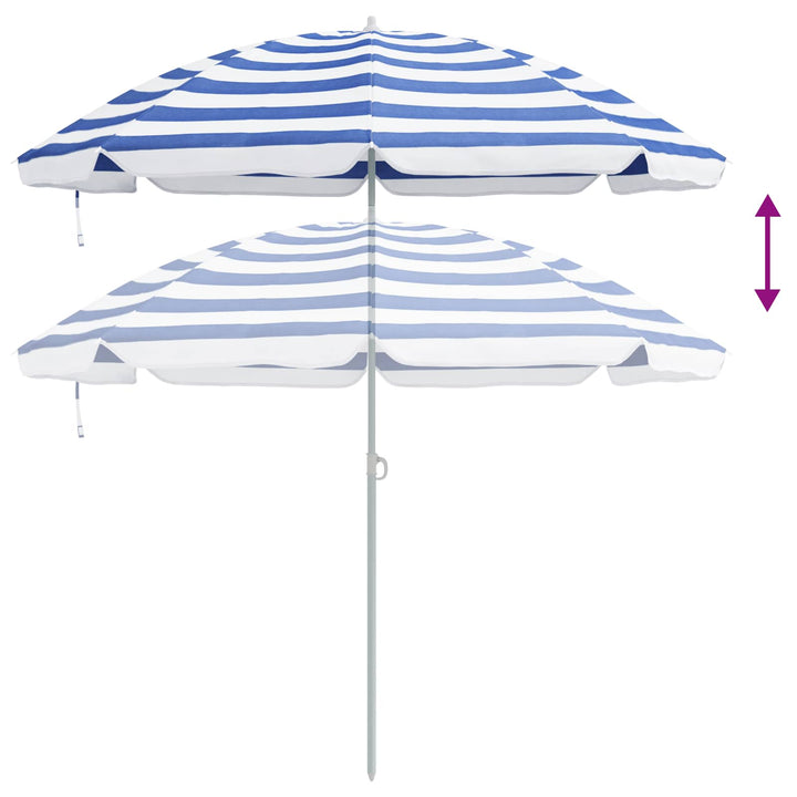 Trädgårdsparasol 240 Cm 170T Polyester Blå Och Vit