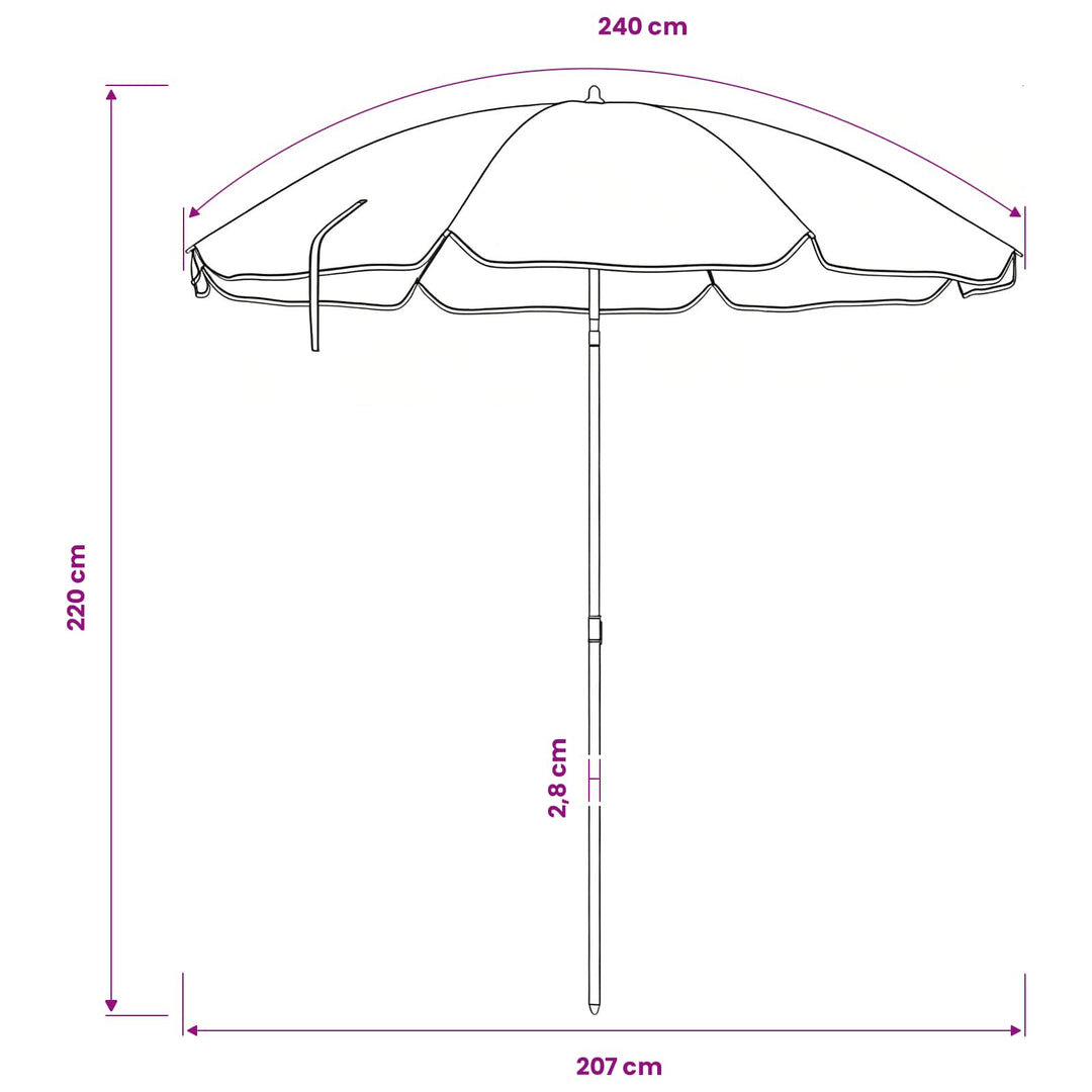Trädgårdsparasol 240 Cm 170T Polyester Blå Och Vit