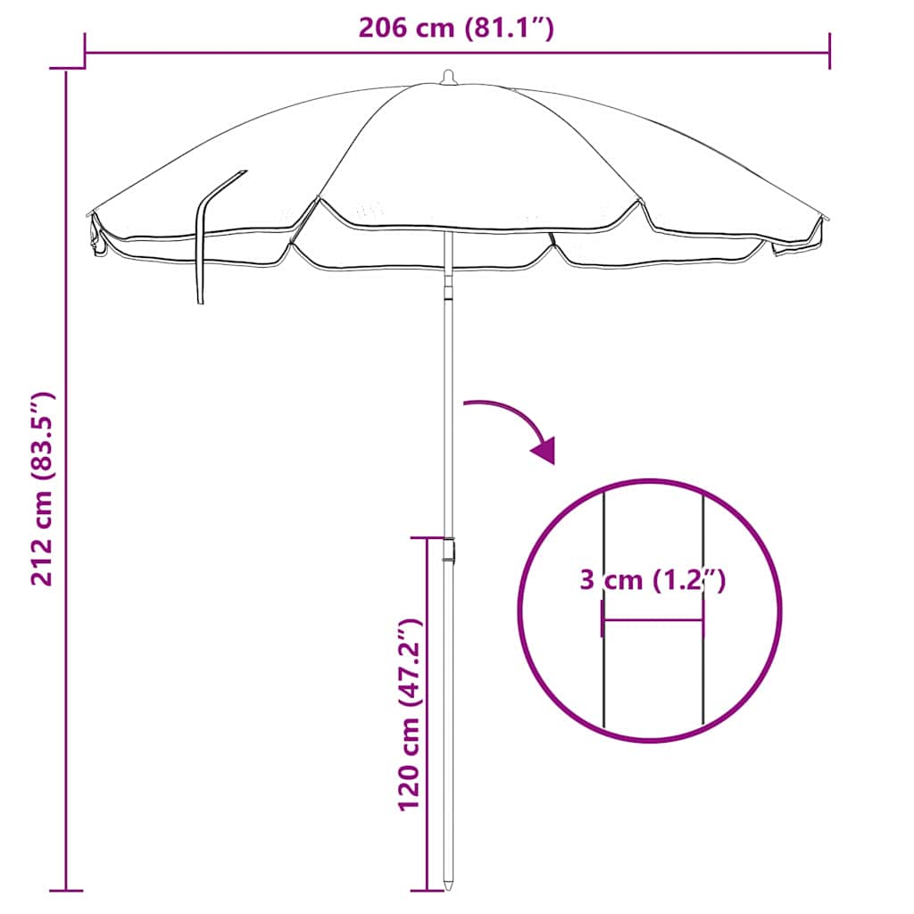 Badparasol Kamouflage 206 X 206 X 212 Cm Polyester Och Metall